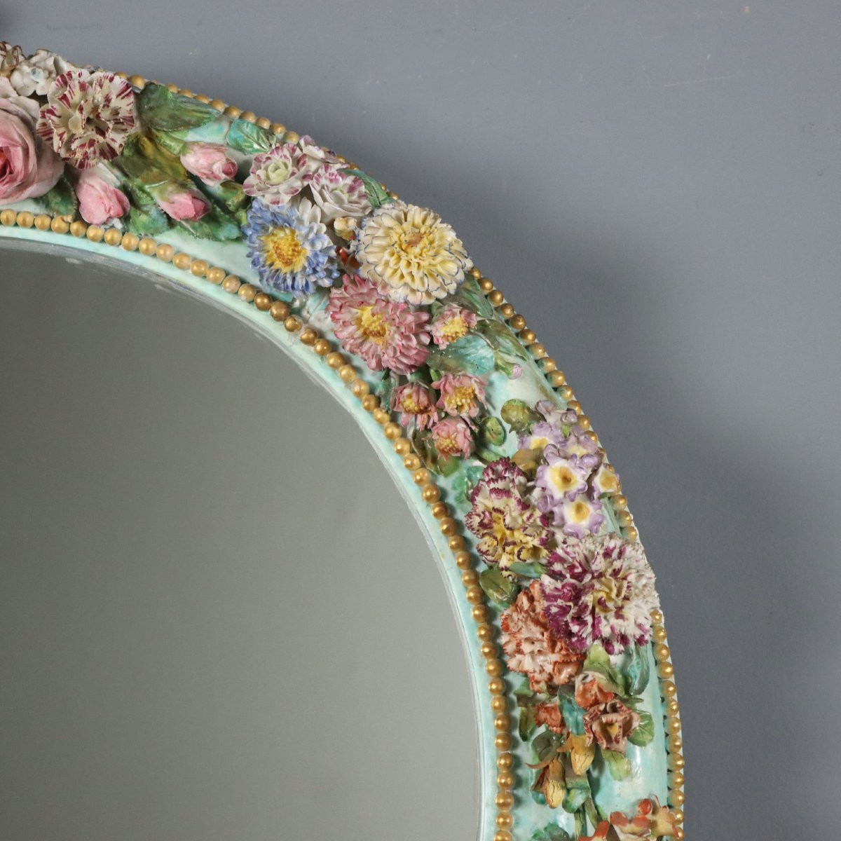 Specchio con Cornice in Ceramica Italia XIX Secolo-photo-4