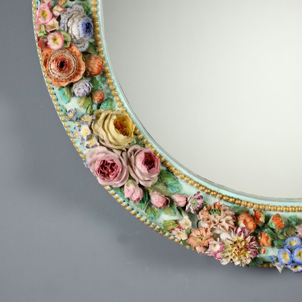 Specchio con Cornice in Ceramica Italia XIX Secolo-photo-1