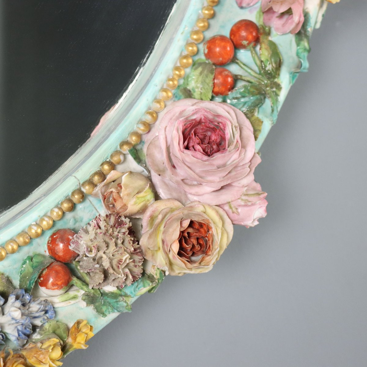 Specchio con Cornice in Ceramica Italia XIX Secolo-photo-2