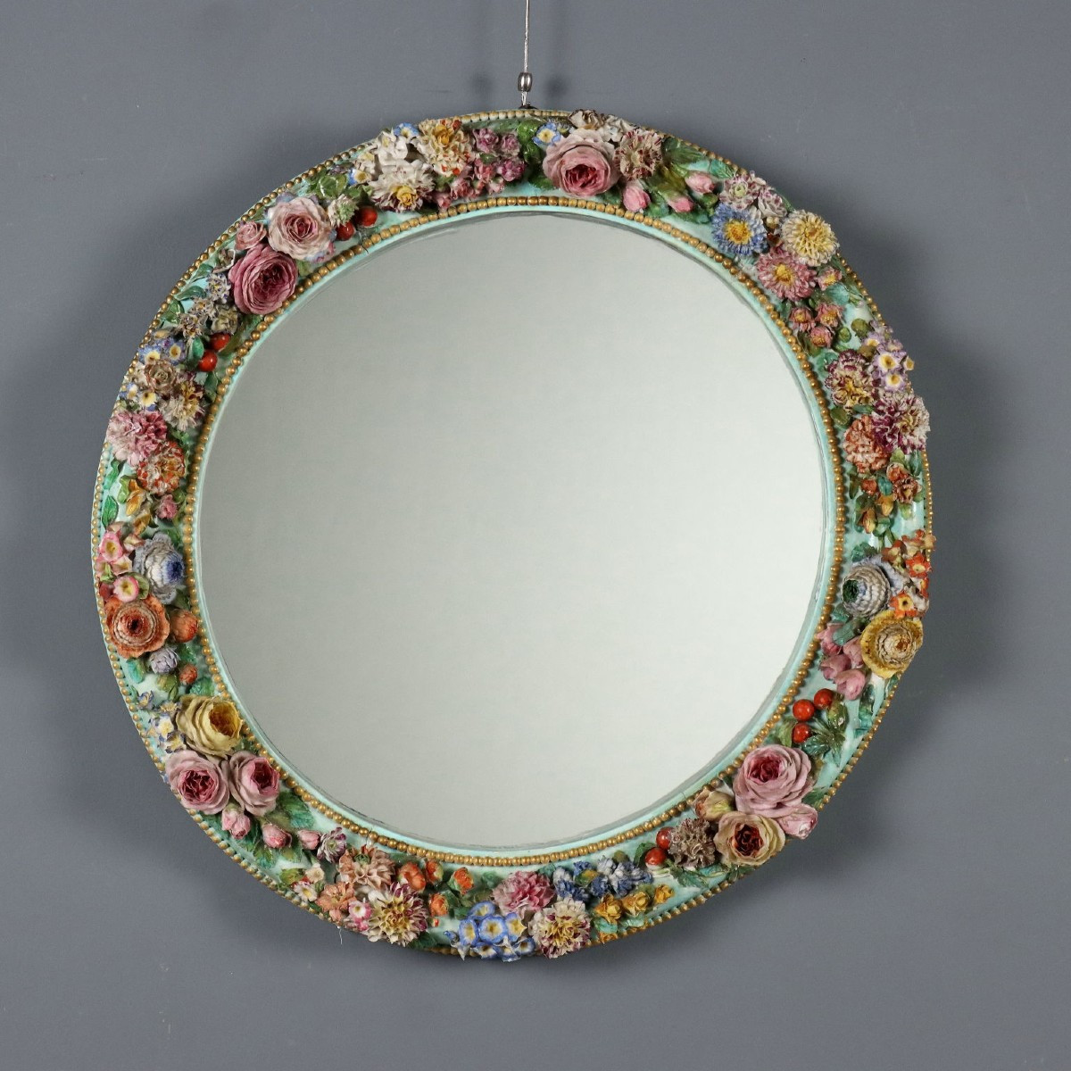 Specchio con Cornice in Ceramica Italia XIX Secolo