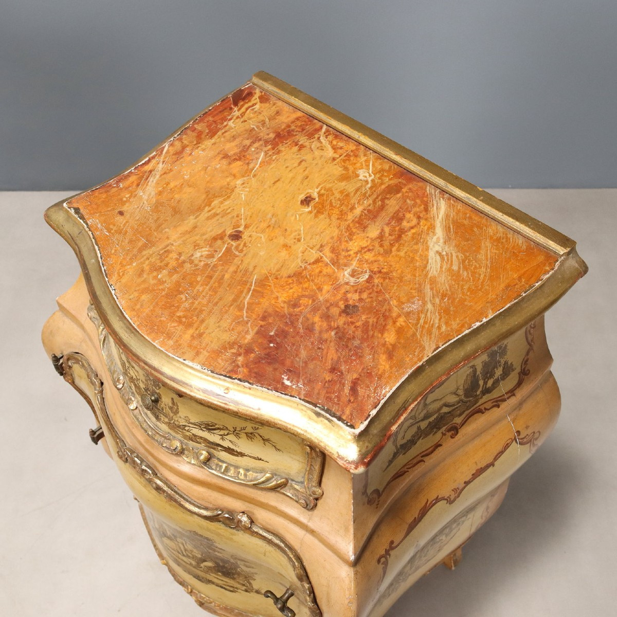 Coppia di Comodini in Stile Barocchetto Veneziano Venezia Inizio XX Secolo-photo-3