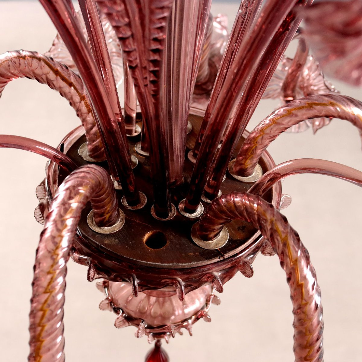 Lampadario in Vetro Soffiato Veneziano Murano Fine XIX Secolo-photo-4