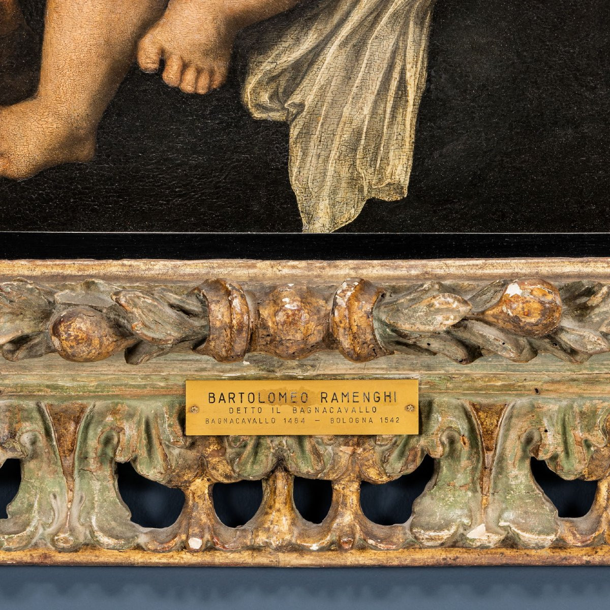 Dipinto antico: Sacra Famiglia, arte sacra XVI sec. Scuola di Bartolomeo Ramenghi Tavola -photo-3