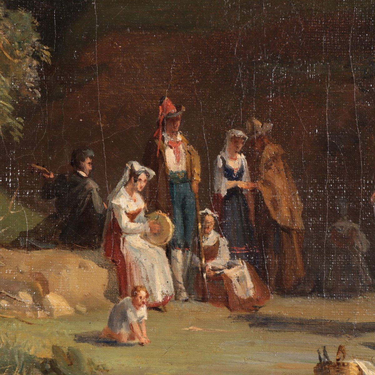 Dipinto di Paesaggio, Olio su Tela, XIX Secolo Veduta di Frascati Ambito di Achille Etna Michal-photo-2