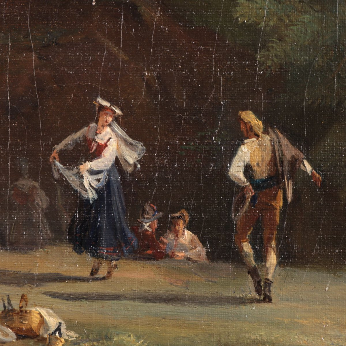 Dipinto di Paesaggio, Olio su Tela, XIX Secolo Veduta di Frascati Ambito di Achille Etna Michal-photo-3