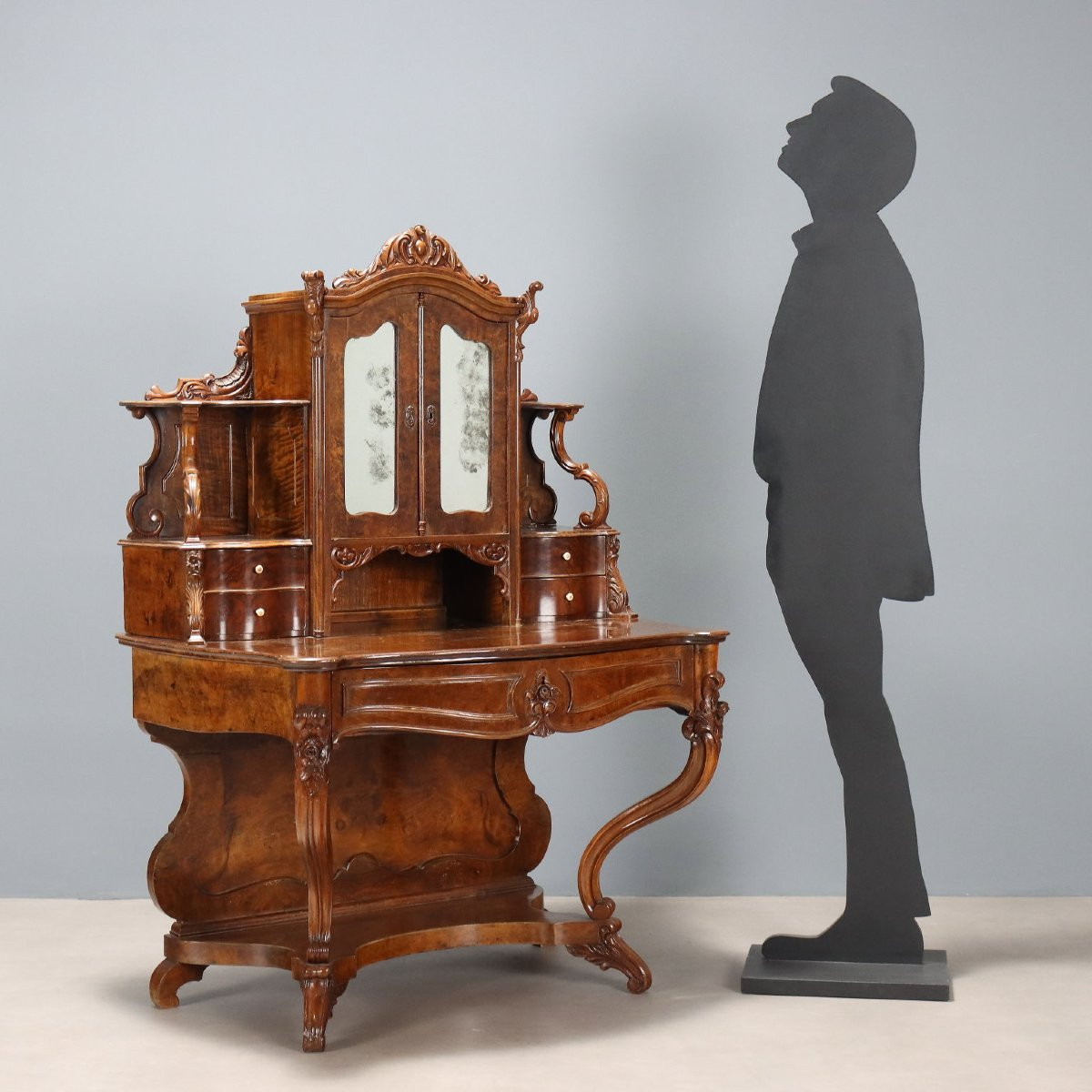 Scrittoio Luigi Filippo in Noce e Piuma di Noce Italia XIX Secolo-photo-3