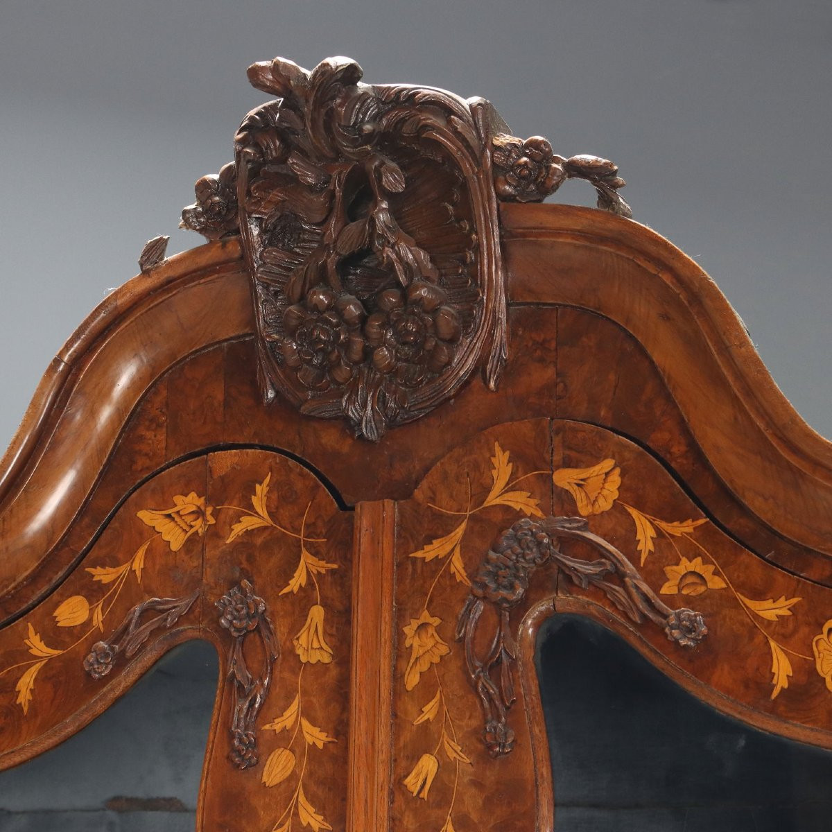 Grande Vetrina Olandese in Noce e Radica di Noce Olanda Metà XIX Secolo-photo-1