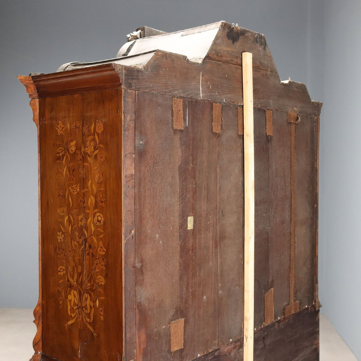 Grande Vetrina Olandese in Noce e Radica di Noce Olanda Metà XIX Secolo-photo-8