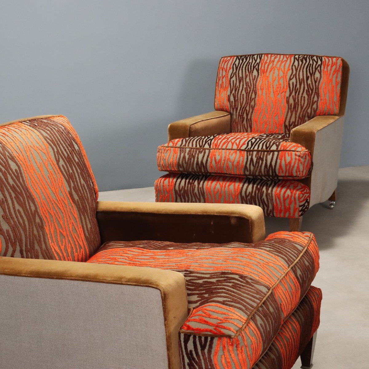 Coppia di Poltrone con Pouf Italia XX Secolo-photo-3