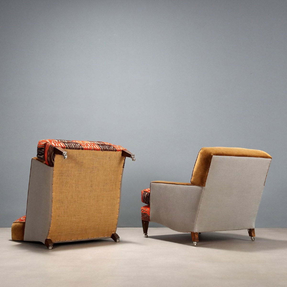 Coppia di Poltrone con Pouf Italia XX Secolo-photo-7