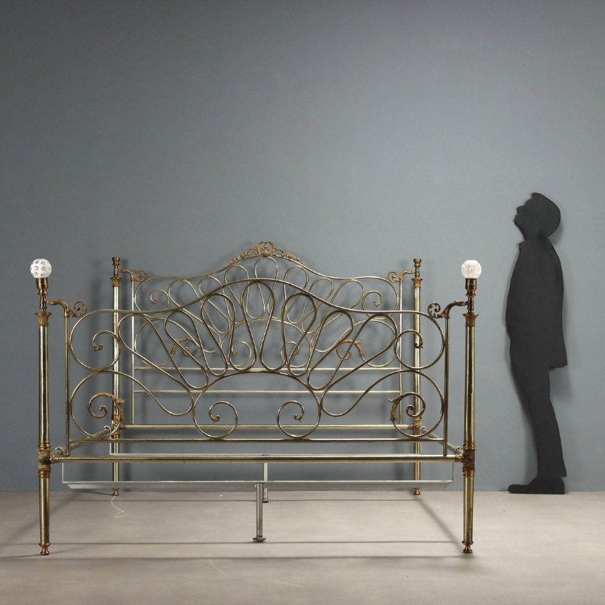 Letto in Ottone Italia, fine XIX Secolo-photo-2