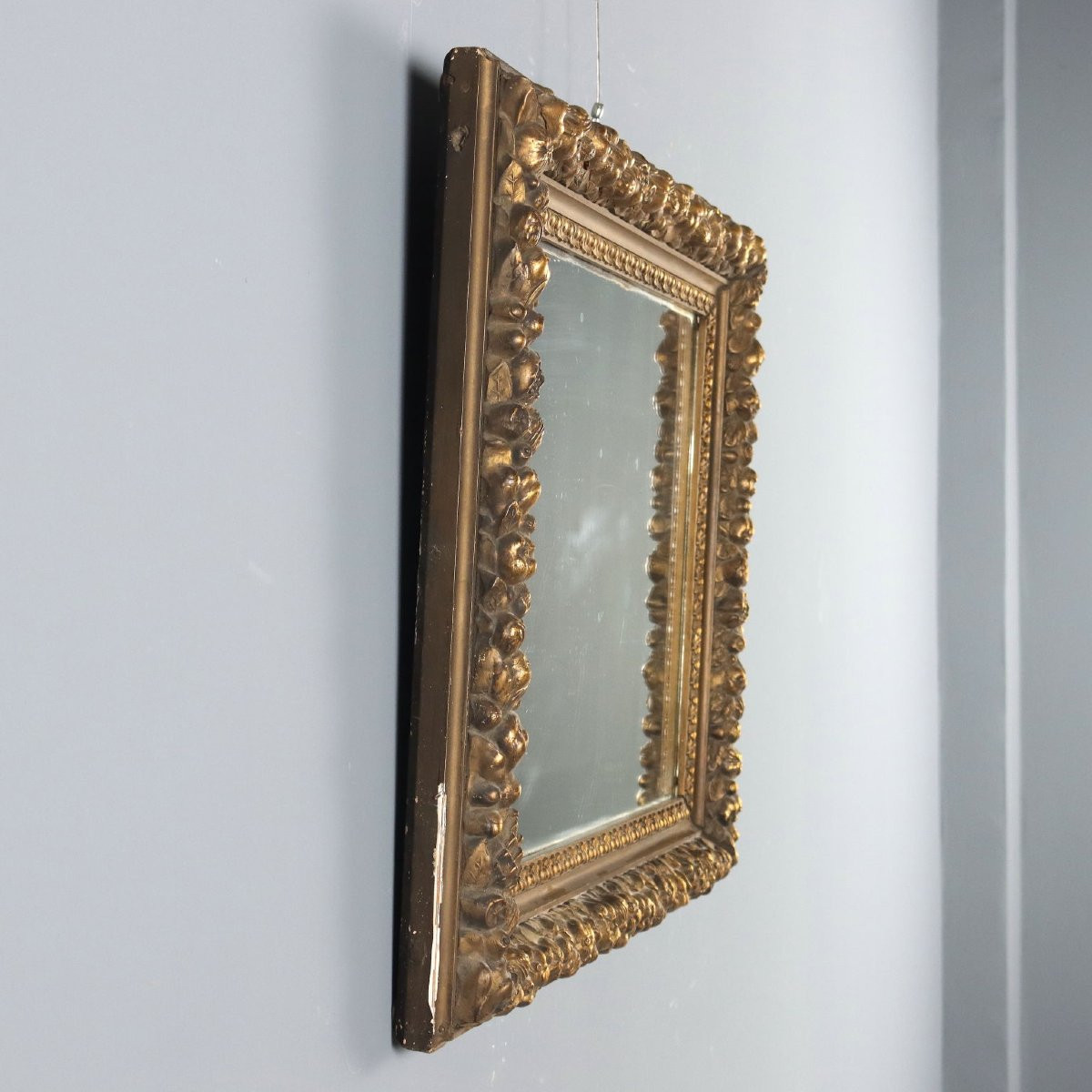 Specchiera con Cornice in Legno Dorato e Intagliato Italia Inizio XX Secolo-photo-3