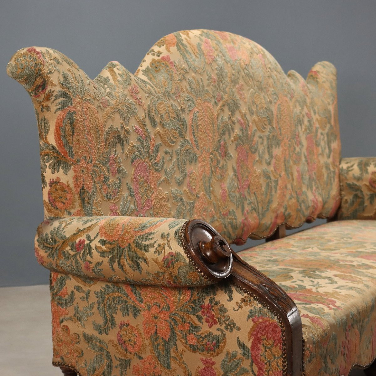 Divano Barocco in Noce Italia Fine XVIII Secolo-photo-3