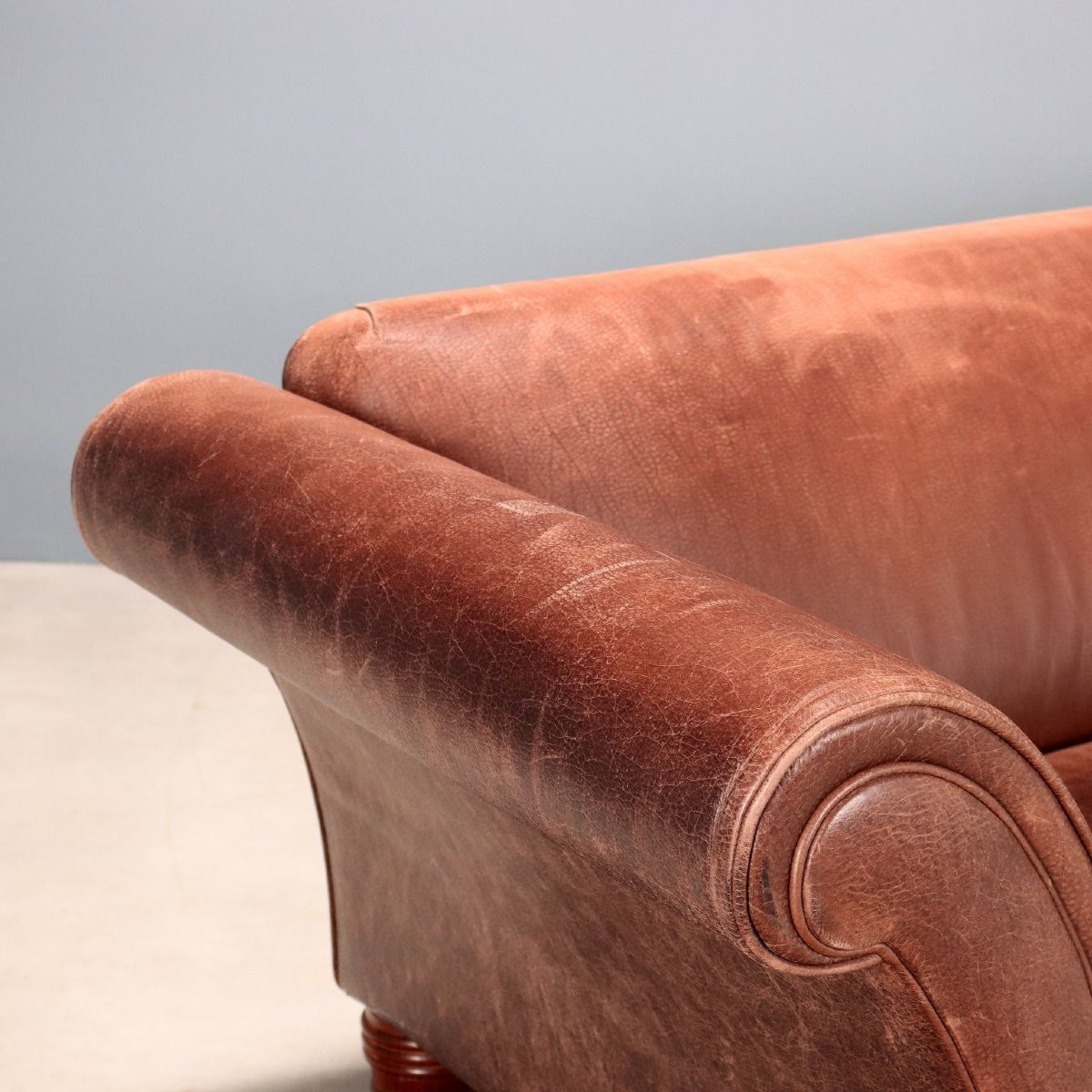 Divano in Pelle Marrone Italia XX Secolo-photo-3