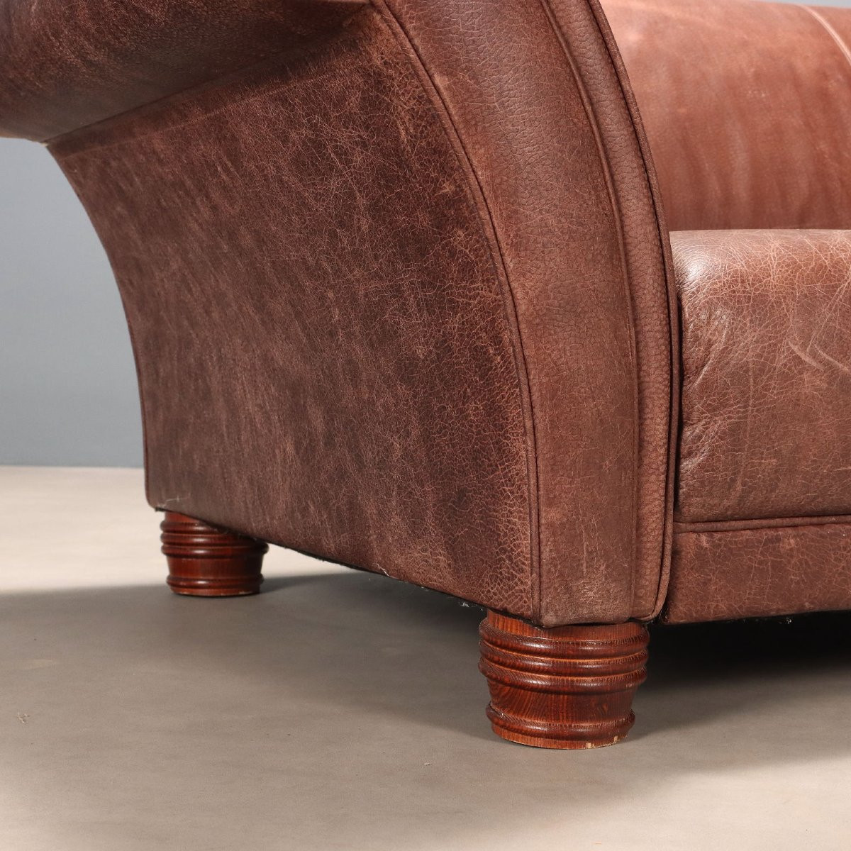 Divano in Pelle Marrone Italia XX Secolo-photo-4