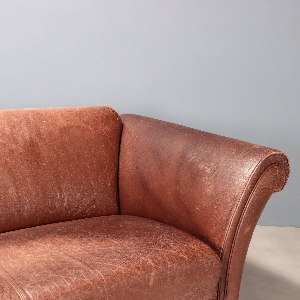 Divano in Pelle Marrone Italia XX Secolo-photo-2