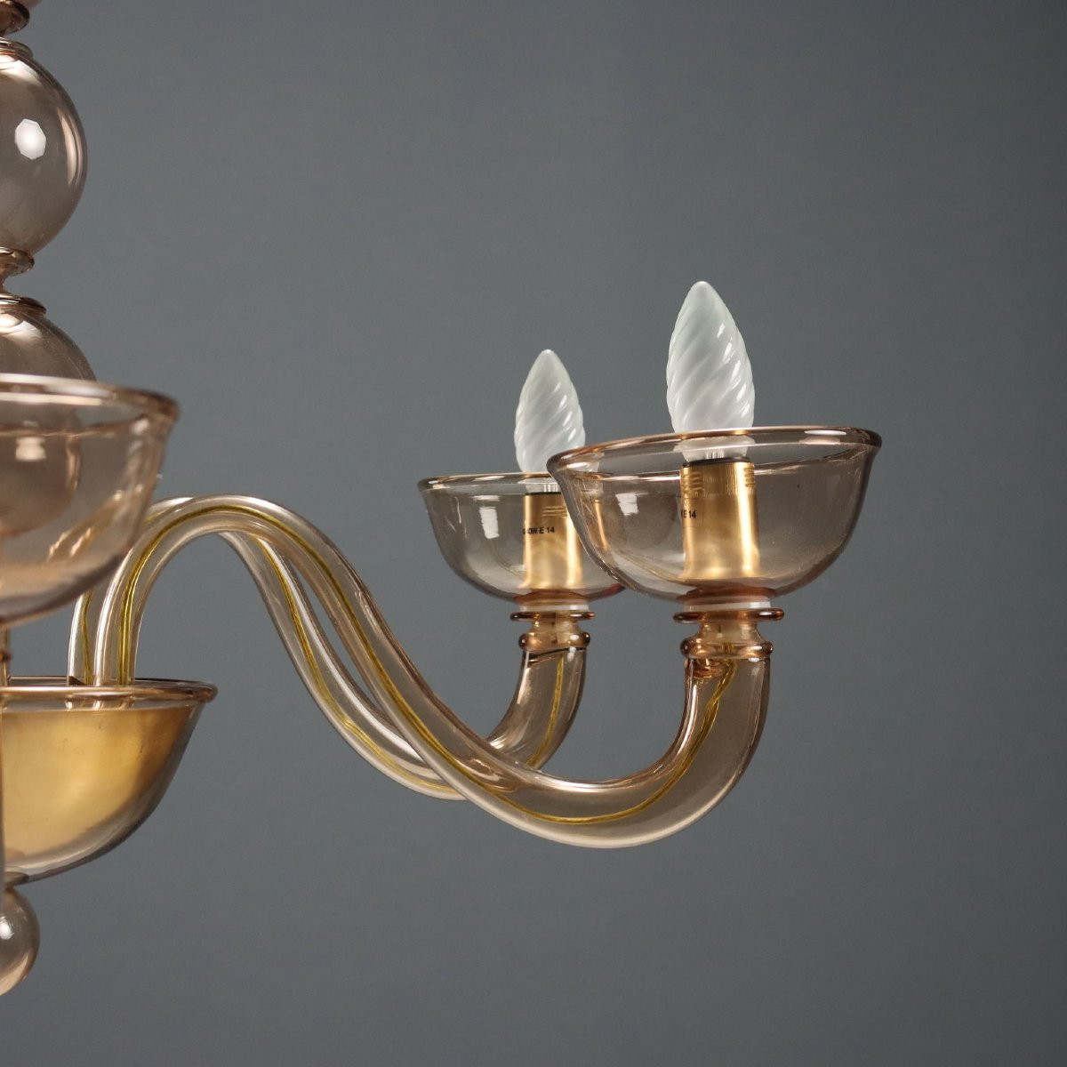 Lampadario in Vetro Soffiato Veneziano Murano Metà XX Secolo-photo-5