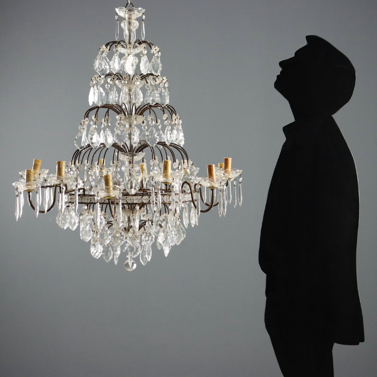 Coppia di Lampadari a Dodici Luci Italia Inizio XX Secolo-photo-2