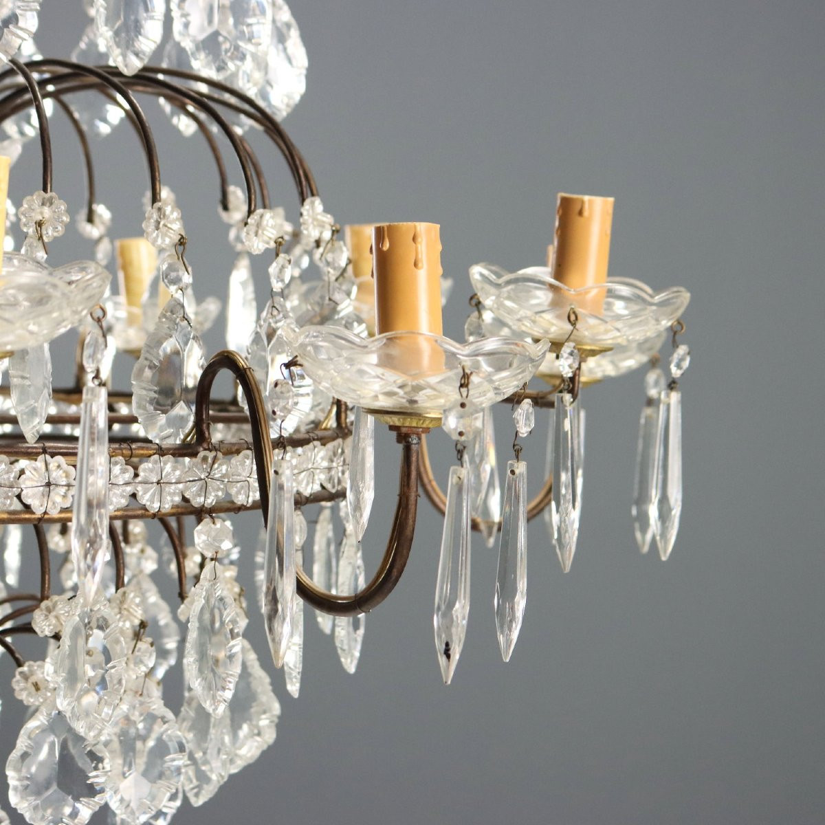 Coppia di Lampadari a Dodici Luci Italia Inizio XX Secolo-photo-4