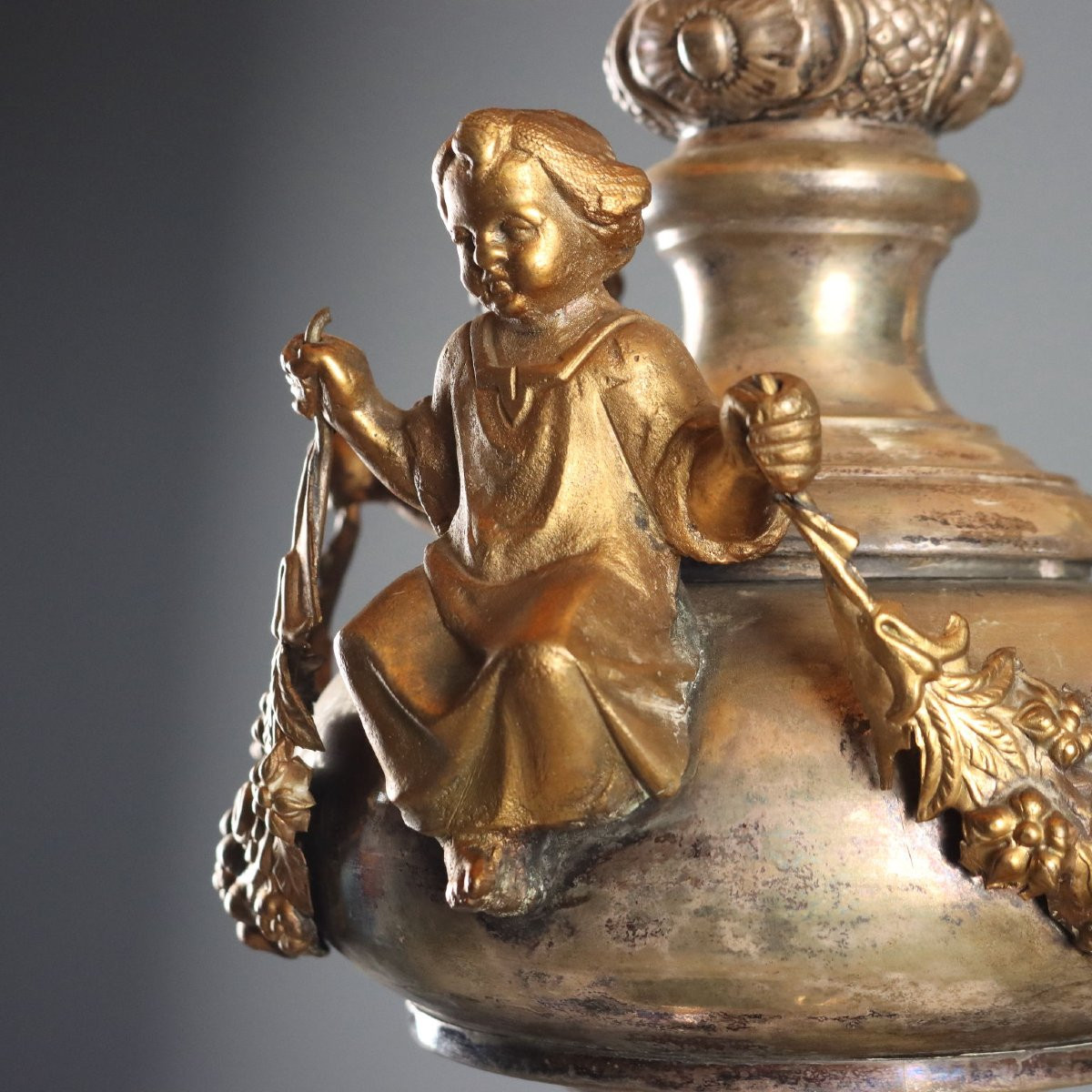 Lampada da Tavolo in Lamierino Argentato Italia XIX Secolo-photo-4