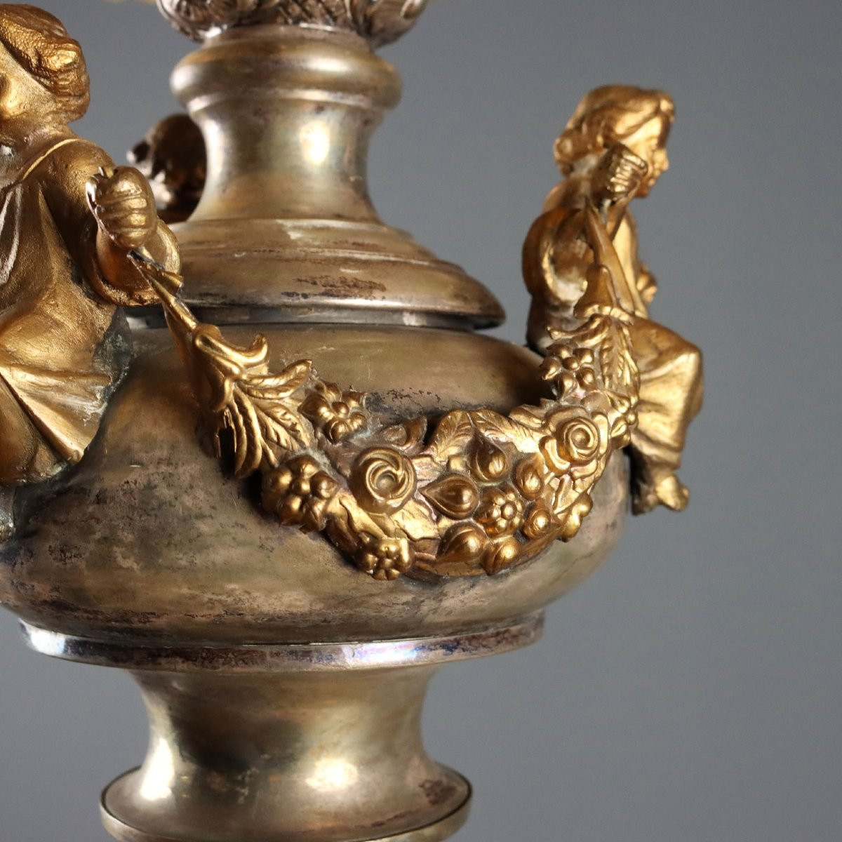 Lampada da Tavolo in Lamierino Argentato Italia XIX Secolo-photo-1