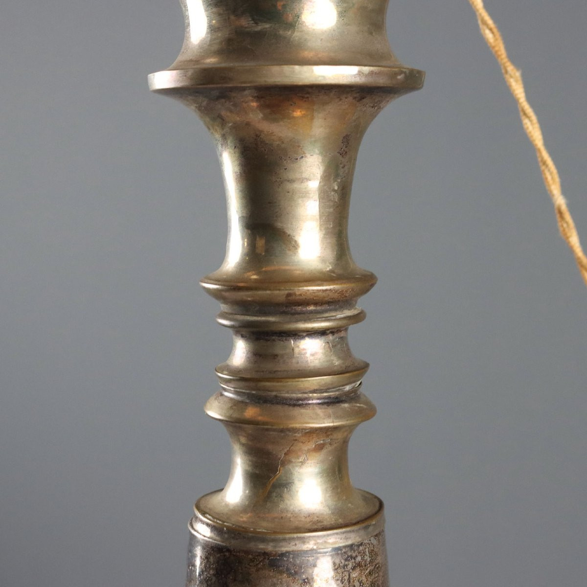 Lampada da Tavolo in Lamierino Argentato Italia XIX Secolo-photo-4