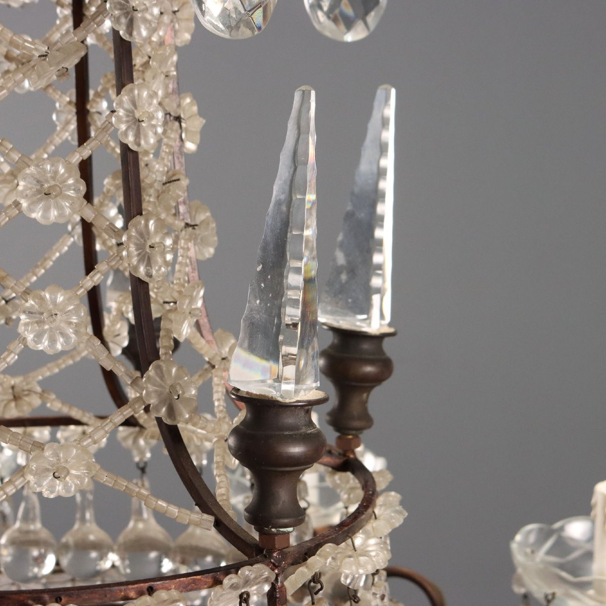 Coppia di Lampadari a Otto Luci Italia Inizio XX Secolo-photo-2