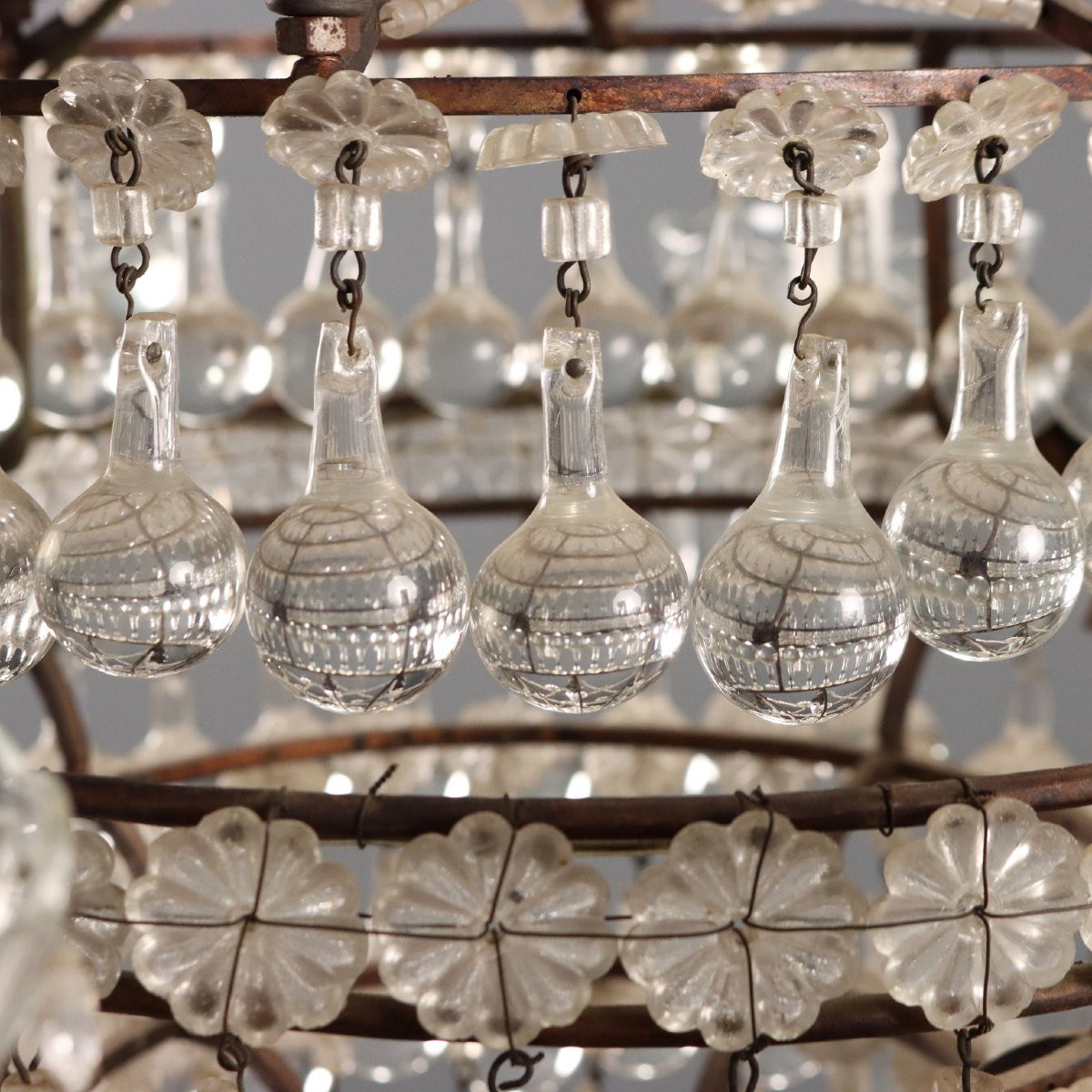 Coppia di Lampadari a Otto Luci Italia Inizio XX Secolo-photo-5