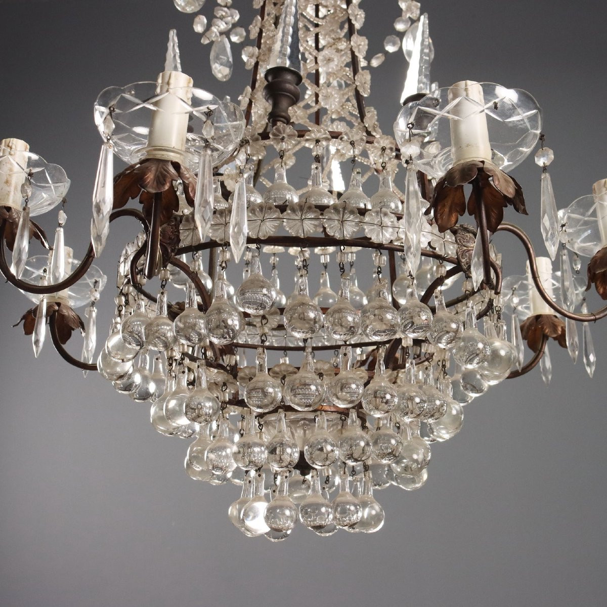 Coppia di Lampadari a Otto Luci Italia Inizio XX Secolo-photo-6