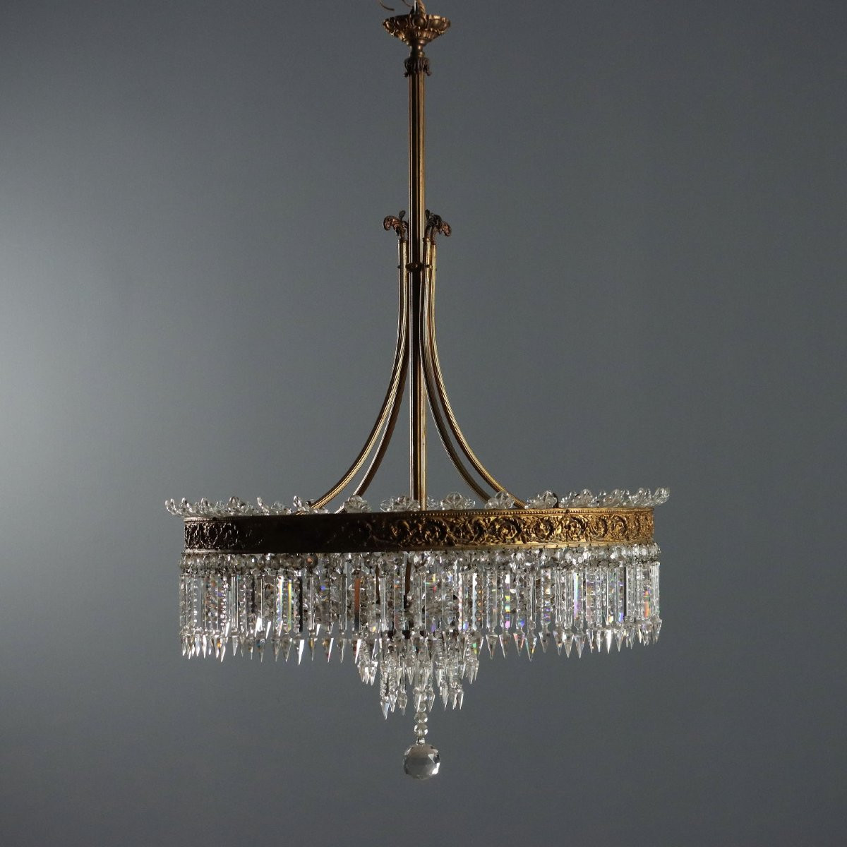 Lampadario a Otto Luci in Stile Italia Inizio XX Secolo-photo-3