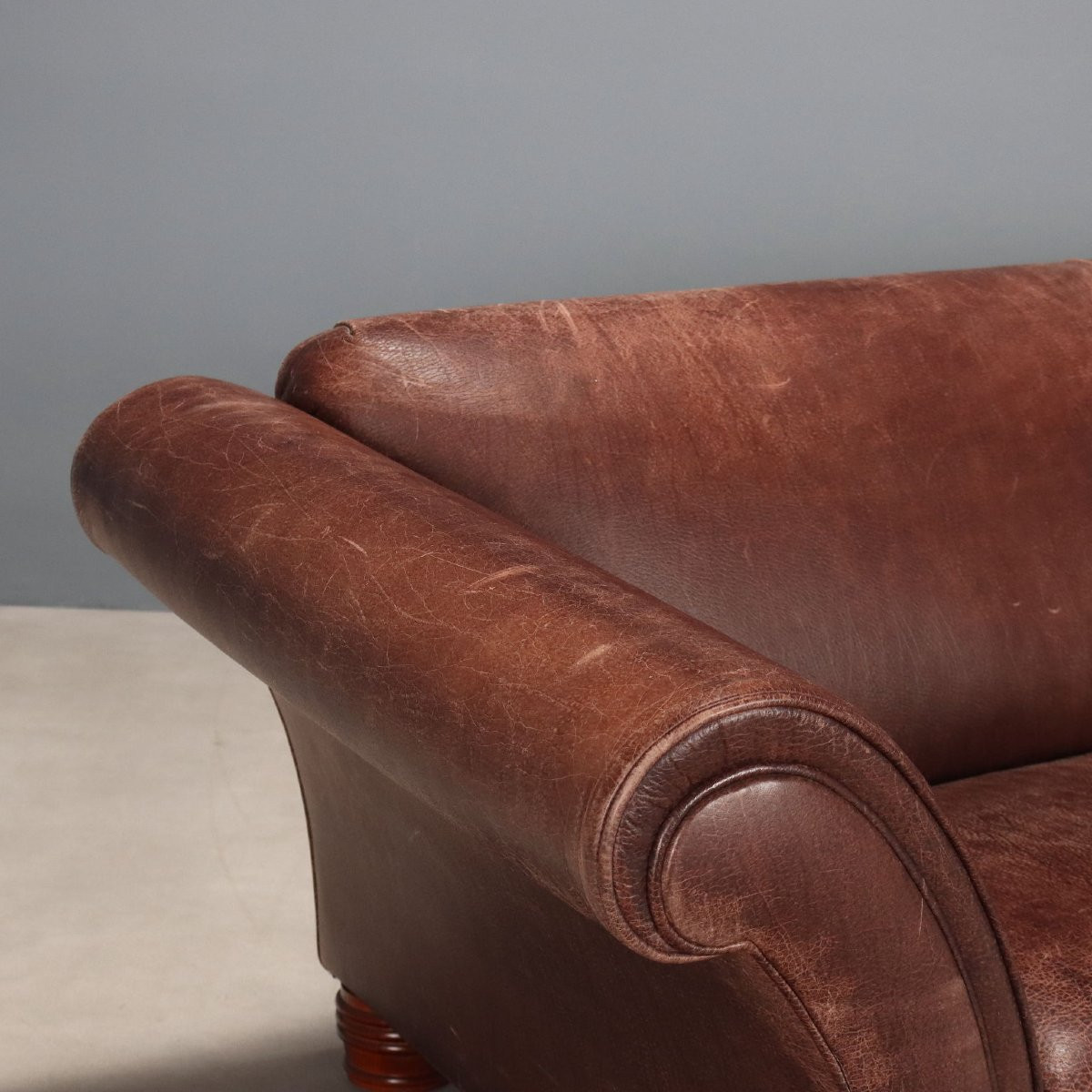 Divano in Pelle Marrone Italia XX Secolo-photo-3