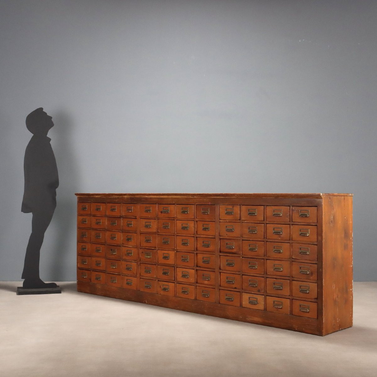 Mobile Cassettiera in Abete Tinto Noce Italia Inizio XX Secolo-photo-2