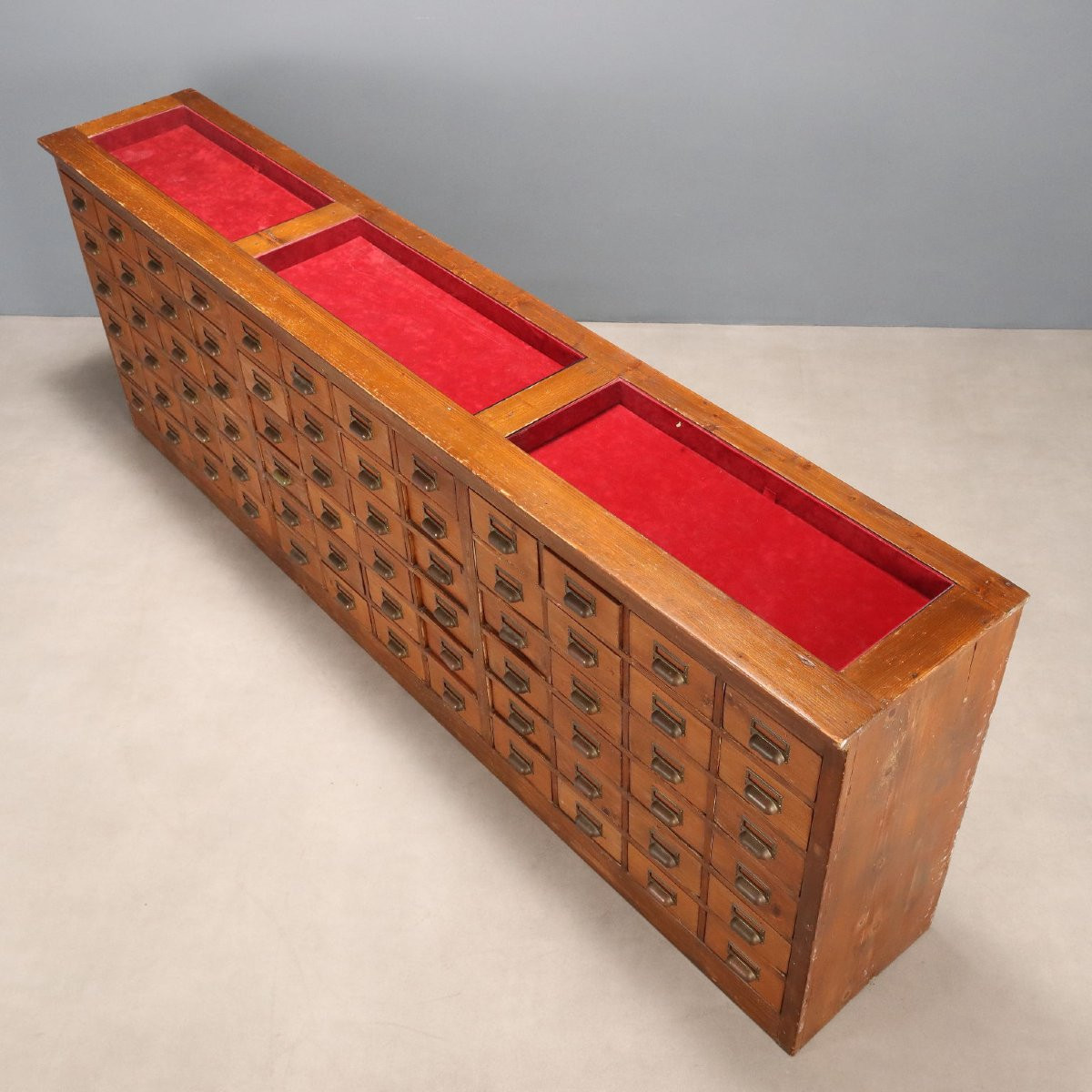 Mobile Cassettiera in Abete Tinto Noce Italia Inizio XX Secolo-photo-3