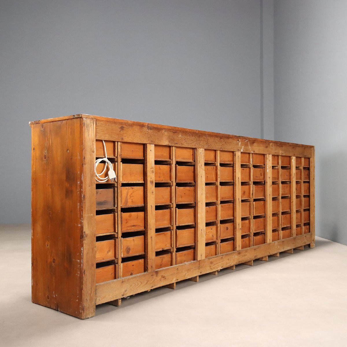 Mobile Cassettiera in Abete Tinto Noce Italia Inizio XX Secolo-photo-6