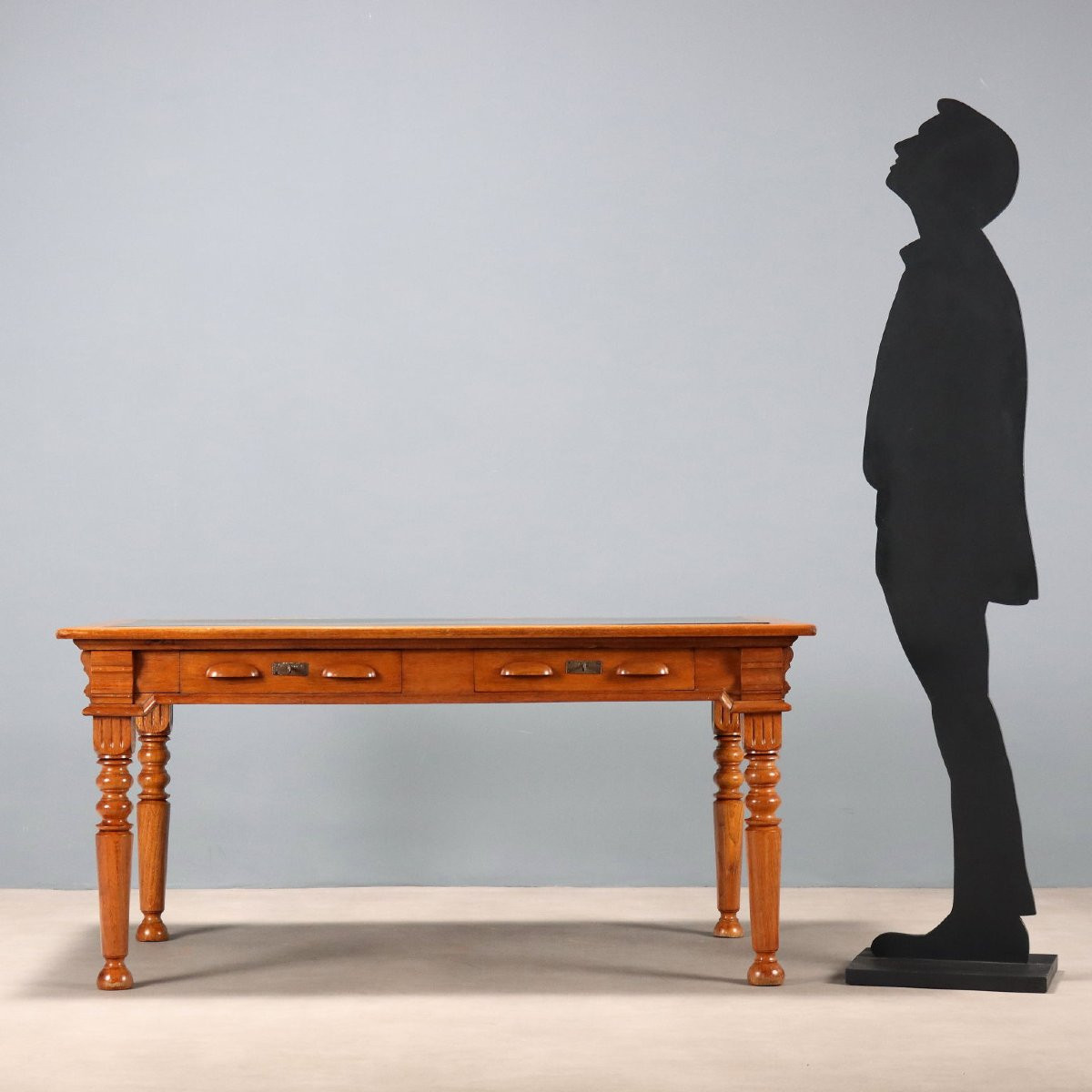 Tavolo Scrittoio in Rovere con Inserto in Formica Italia Inizio XX Secolo-photo-2