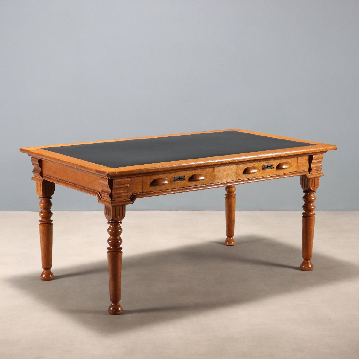 Tavolo Scrittoio in Rovere con Inserto in Formica Italia Inizio XX Secolo