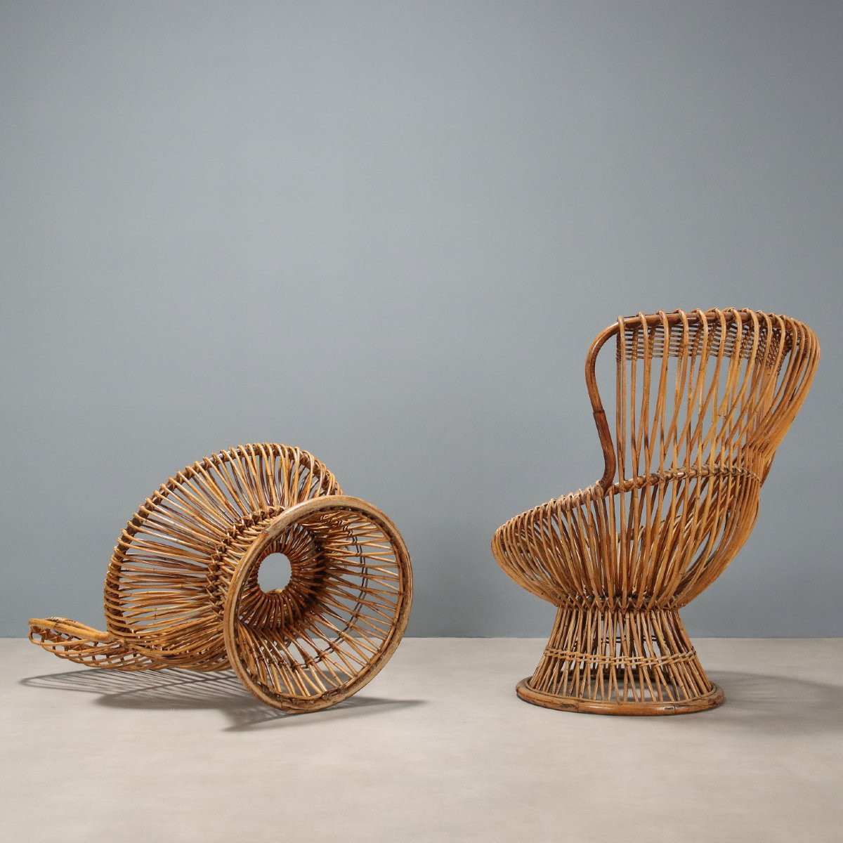 Due Poltrone 'Margherita' di Franco Albini - Produzione Bonacina Anni 50-60-photo-5