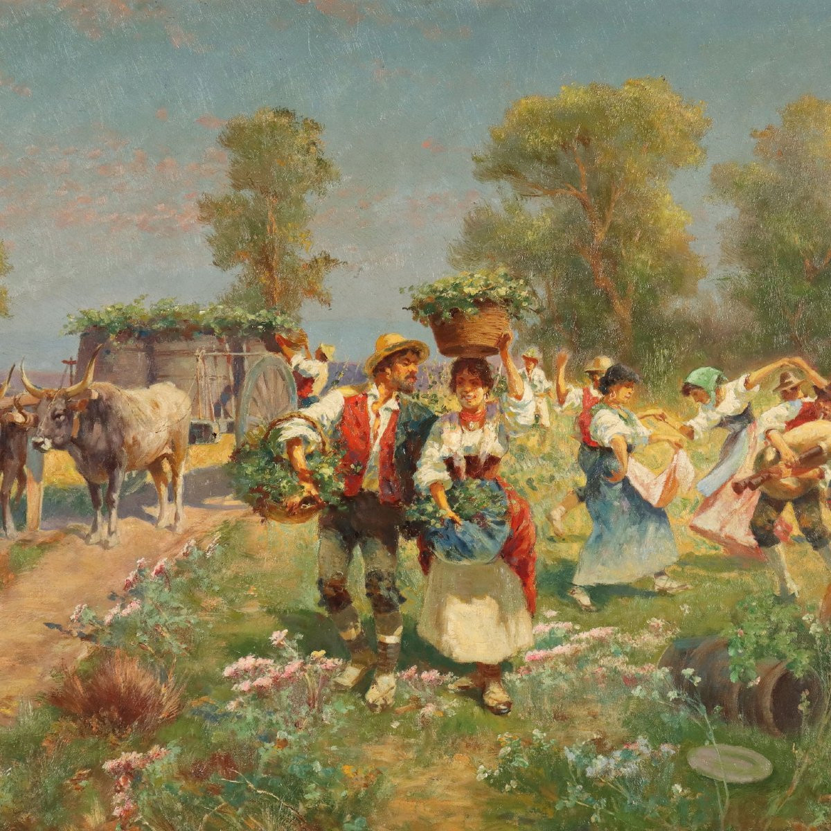 Dipinto di Pietro Barucci - Scena Campestre con Figure-photo-3