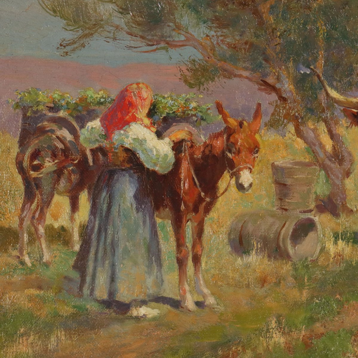 Dipinto di Pietro Barucci - Scena Campestre con Figure-photo-3