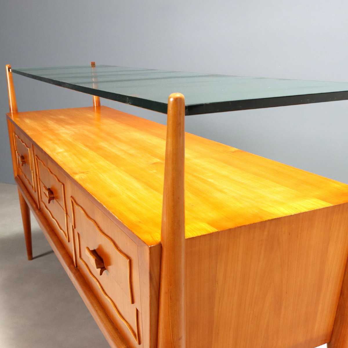 Cassettiera Anni 50 con Ripiano in Vetro-photo-4