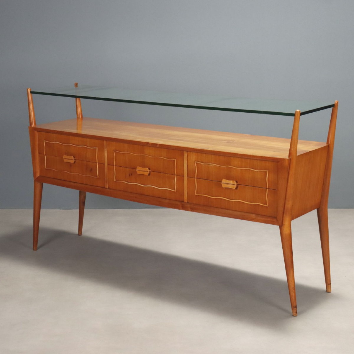 Cassettiera Anni 50 con Ripiano in Vetro