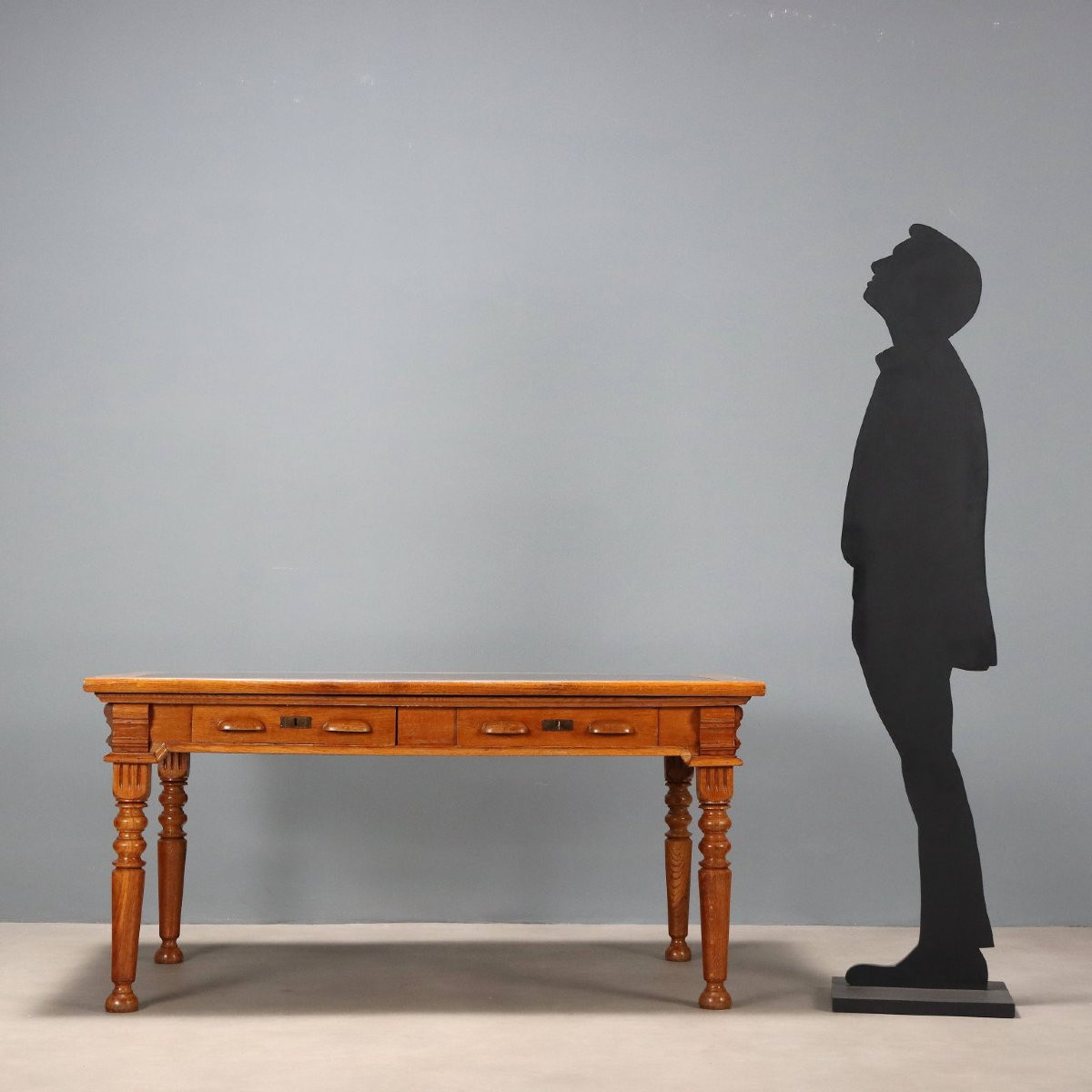 Scrittoio in Rovere con Inserto in Formica sul Piano Italia Inizio XX Secolo-photo-2