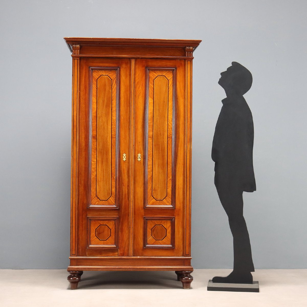 Armadio Impiallacciato in Mogano Italia Inizio XX Secolo-photo-2