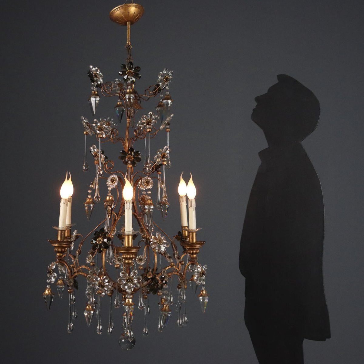 Lampadario a Sei Luci Italia Inizio XX Secolo-photo-2