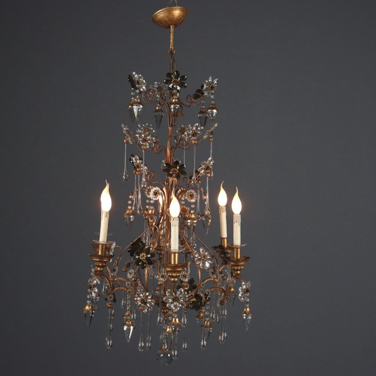 Lampadario a Sei Luci Italia Inizio XX Secolo