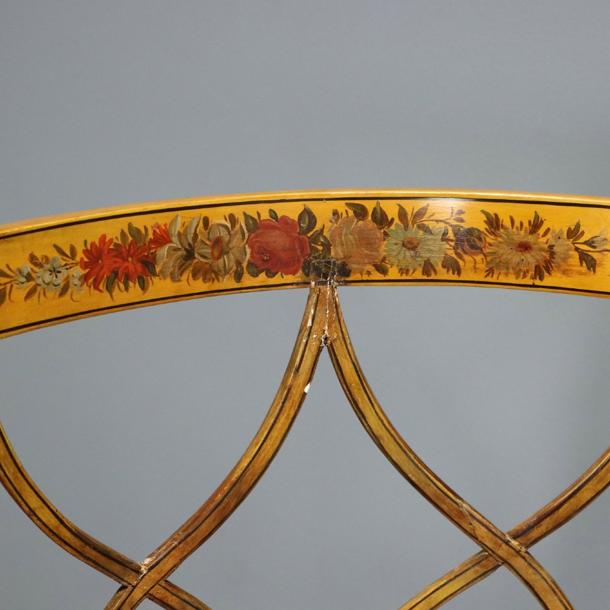 Coppia di Poltroncine in Noce Laccate e Dipinte Veneto Metà XIX Secolo-photo-4