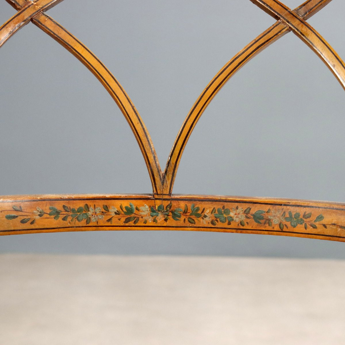 Coppia di Poltroncine in Noce Laccate e Dipinte Veneto Metà XIX Secolo-photo-3