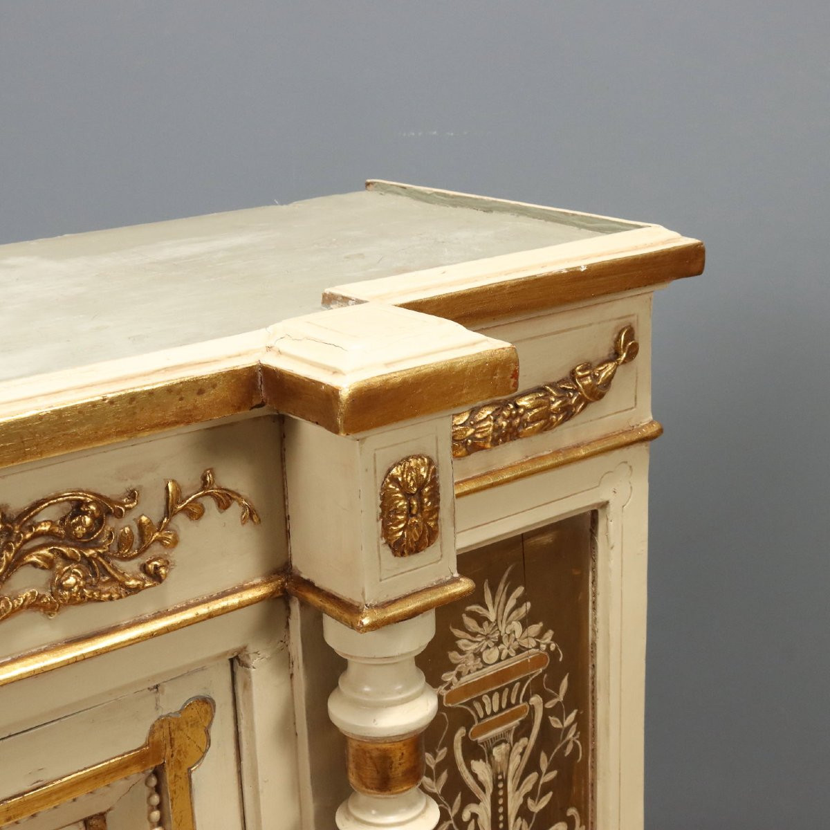 Coppia di Credenze in Abete Laccato e Intagliato Italia Fine XIX Secolo-photo-3