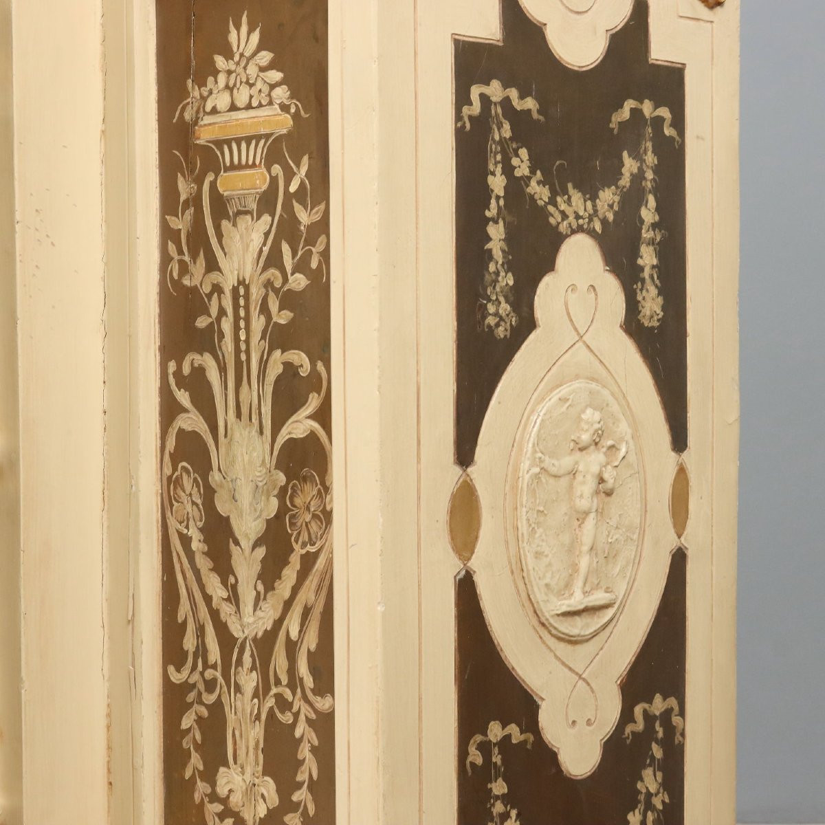 Coppia di Credenze in Abete Laccato e Intagliato Italia Fine XIX Secolo-photo-4