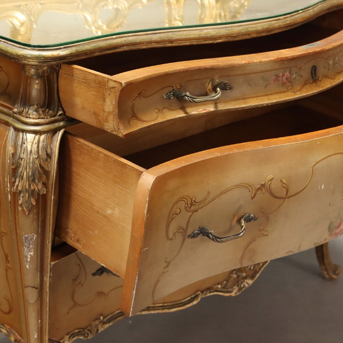 Comò con Specchio in Stile Barocchetto Veneto Venezia Inizio XX Secolo-photo-1